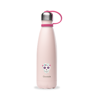 Qwetch Bouteille isotherme inox kids rose tête de mort 500ml - 10186